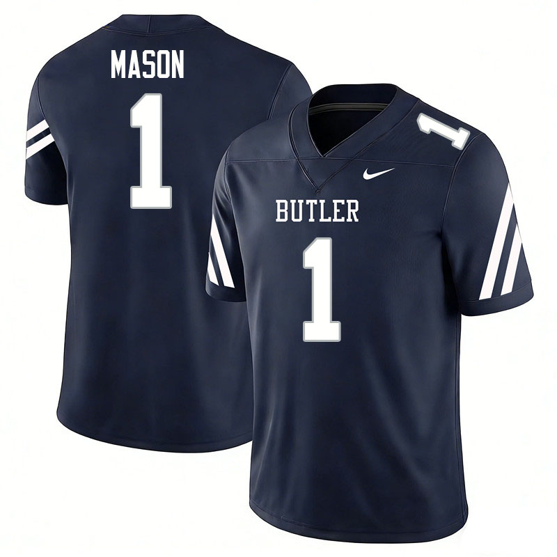 Butler Bulldogs #1 Will Mason College Football Jerseys,Uniforms-Navy